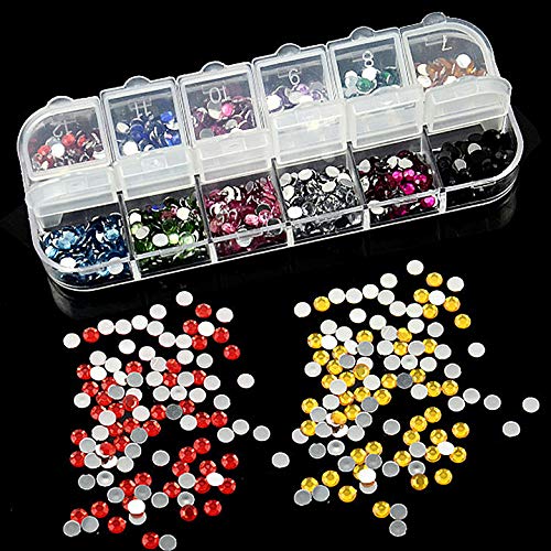 5500 Piezas (5 Cajas) Nail Art Rhinestone Diamantes Piedras Glitter Rhinestone De Arte De Uñas Gemas 3D Irregular Metal Pernos de Tamaños Mezclados, Varias Colors