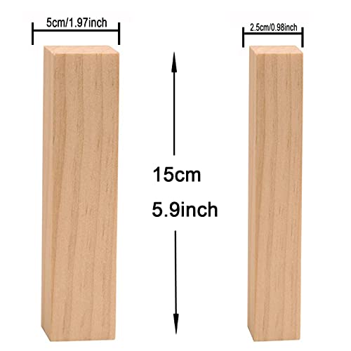 6 Piezas Madera de Tilo para Tallado, Grandes Bloques de Madera Tallada, Bloques de Madera Blanda de Primera Calidad para Principiantes y Profesionales de Tallado (4*15x2.5x2.5cm, 2*15x5x5cm)