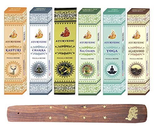 90 varitas de incienso Ayurvedic + porta incienso Agarwood Nag Champa Vainilla Chakra Yoga Kasturi