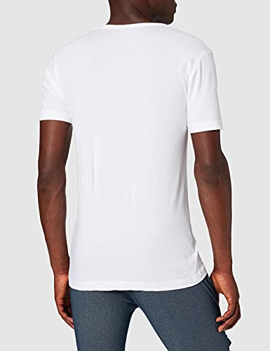 ABANDERADO Camiseta de algodón Manga Corta Cuello Pico, Blanco, XL para Hombre