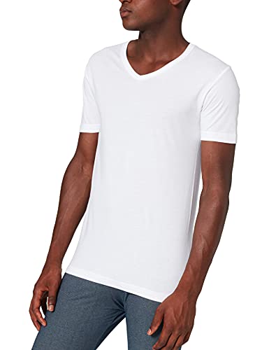 ABANDERADO Camiseta de algodón Manga Corta Cuello Pico, Blanco, XL para Hombre