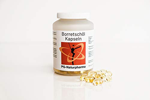 Aceite de borraja - 150 cápsulas con 500 mg de aceite de borraja - con ácidos grasos omega-6, ácido gamma-linolénico y vitamina E - (suministro de 2 meses)