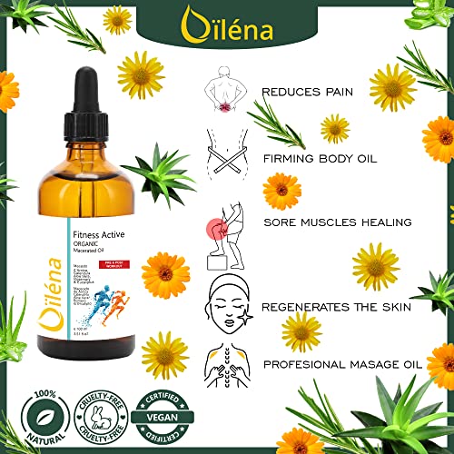 Aceite de Masaje Relajante · Aceite Macerado de Arnica, Calendula, Aloe Vera · Aceite Corporal & Facial · Romero & Eucalipto · Calmante, Relajante Muscular e Hidratante Natural · 100 ml