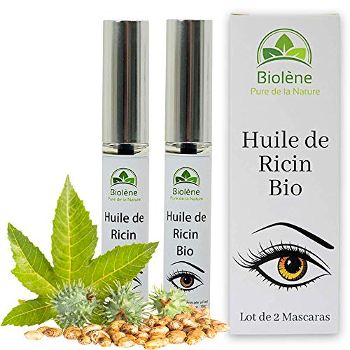 Aceite de ricino ecológico para pestañas y cejas, lote de 2 máscaras, estimula y acelera el crecimiento de las pestañas y las cejas, naturalmente rico en vitaminas, eficacia clínicamente probada