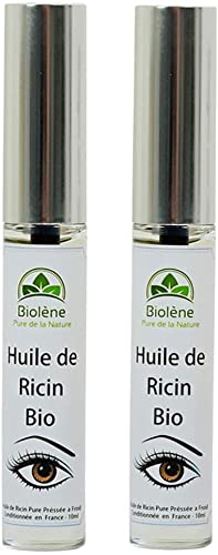 Aceite de ricino ecológico para pestañas y cejas, lote de 2 máscaras, estimula y acelera el crecimiento de las pestañas y las cejas, naturalmente rico en vitaminas, eficacia clínicamente probada