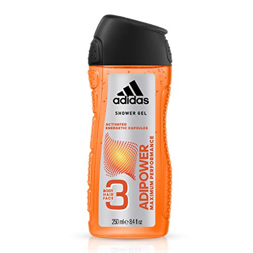 Adidas Adipower - Gel de ducha para hombre 3 en 1, 250 ml, juego de 2