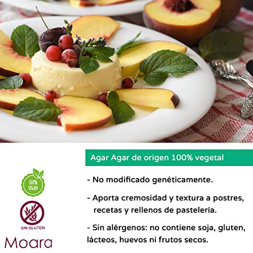 Agar agar en polvo - Ideal para cocinar, sustituto vegano de la gelatina - Producto natural 100g. Envase Doypack zip