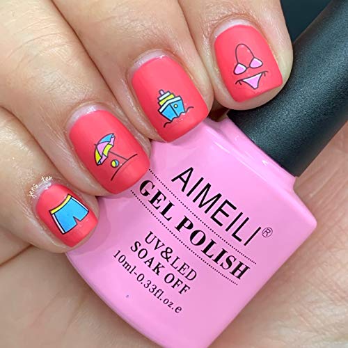 AIMEILI Esmaltes Semipermanentes de Uñas en Gel UV LED Soak Off, Esmaltes de Uñas - Tropix Tropical Punch (001) 10ml