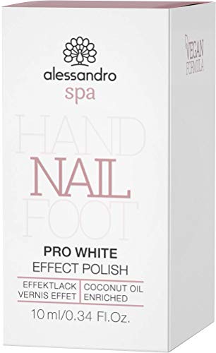 alessandro spa - Esmalte de uñas Spa Pro White Nail Effect Polish para un aclarado óptico de la superficie de las uñas frente a la decoloración, 10 ml