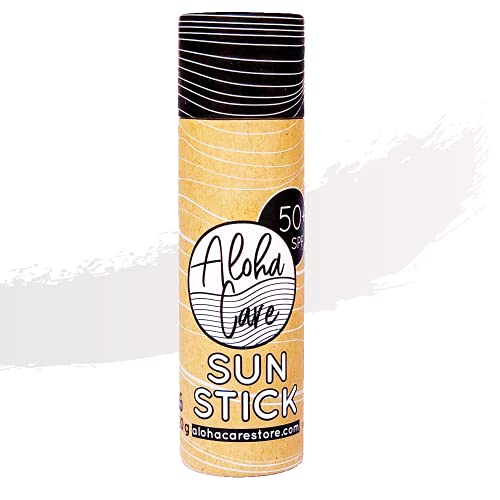 Aloha Sun Stick SPF 50+ | Protector solar mineral teñido para el surf | Tubo de papel ecológico (Blanco)