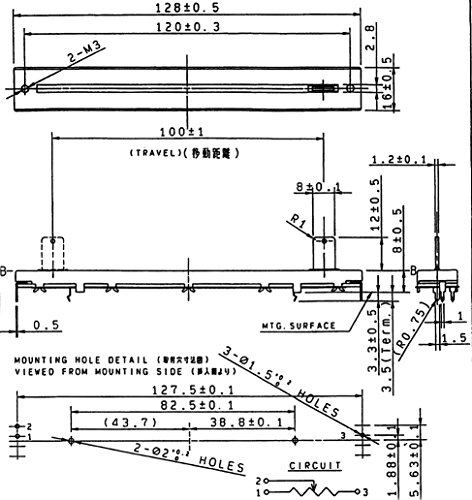 ALPS 10K linealmente Potenciómetro deslizante RSA0N11 mono carreras correderas 100 mm Master Tipo potenciómetro