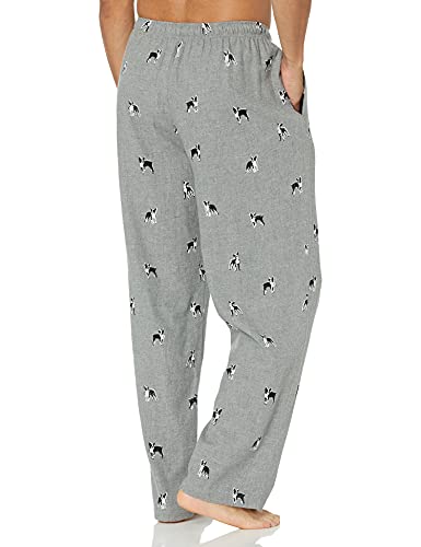 Amazon Essentials Pantalón Pijama de Franela Hombre, Gris (Grey Dog Print), XL