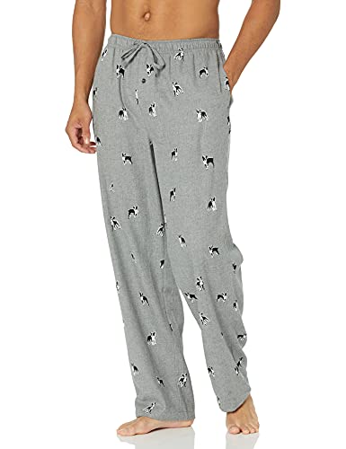 Amazon Essentials Pantalón Pijama de Franela Hombre, Gris (Grey Dog Print), XL