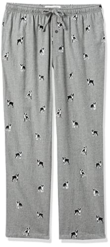 Amazon Essentials Pantalón Pijama de Franela Hombre, Gris (Grey Dog Print), XL