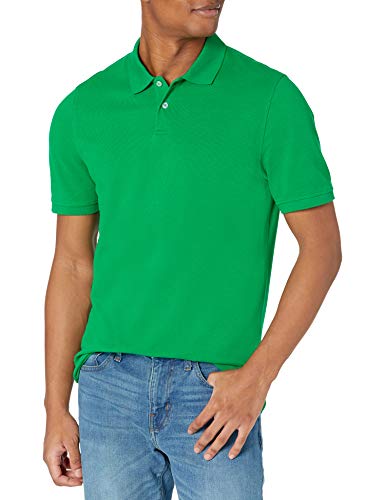 Amazon Essentials Slim-Fit Cotton Pique Polo Shirt Camisa, Verde, XS