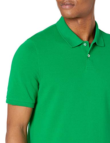 Amazon Essentials Slim-Fit Cotton Pique Polo Shirt Camisa, Verde, XS