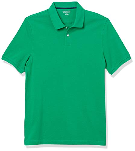 Amazon Essentials Slim-Fit Cotton Pique Polo Shirt Camisa, Verde, XS