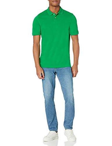 Amazon Essentials Slim-Fit Cotton Pique Polo Shirt Camisa, Verde, XS