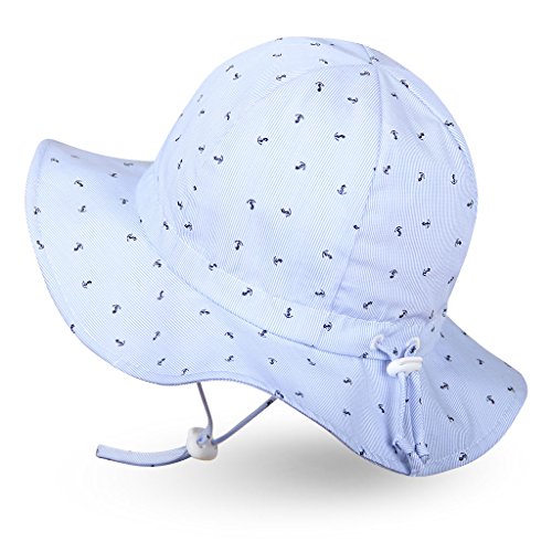 Ami&Li tots Niño Sombrero de Sol ala Ancha Ajustable Sombrero Protección Solar UPF 50 para Bebés, Niñas Niños Infantil Pequeñito Unisexo - S: Ancla del Barco