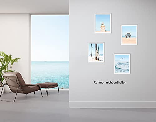 ANHUIB pósteres modernos de playa azul para salón, imagen del mar elegante, póster océano para niños, niñas, dormitorio, oficina, habitación infantil, pasillo, decoración de pared,sin marco,20 x 25 cm