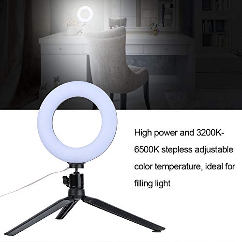 Anillo de luz led de vídeo, 15,24 cm, luz de relleno led regulable, con soporte, para grabación de vídeo en directo, maquillaje, iluminación de fotos