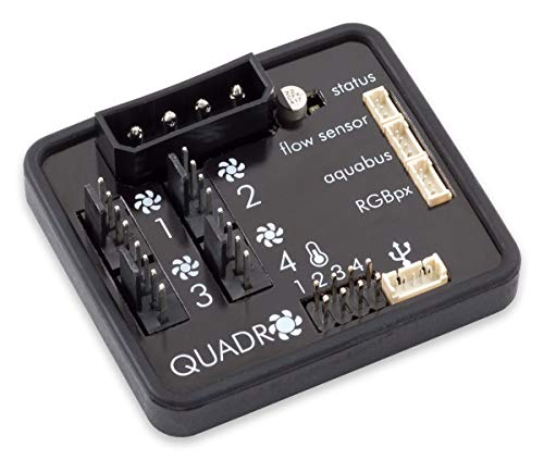 Aqua Computer Quadro - Control de Ventilador para Ventilador PWM con Conector para Ambiente/iluminación de Fondo