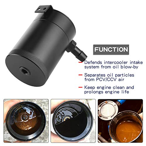 Aramox Oil Catch Can, accesorios universales para tanque de almacenamiento con deflector de aleación de aluminio de 500 ml para tanque de recolección de aceite de 2 puertos