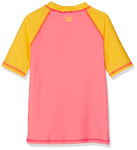 ARENA Kids Girl S/S tee Camiseta de Manga Corta niña con protección UV AWT, Niñas, Pale Rose-Lily Yellow, 1-2