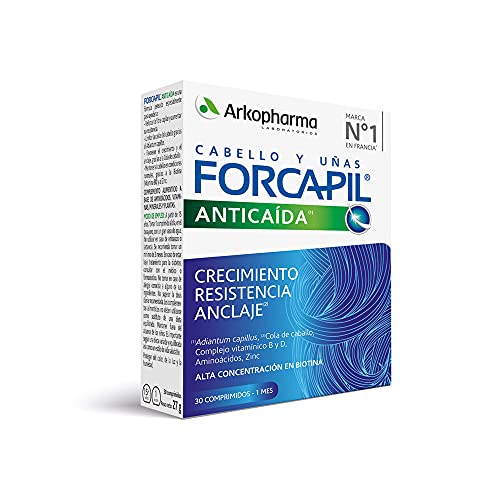 Arkopharma Forcapil Anticaída 30 Comprimidos, Ayuda a Reducir Caída del Cabello, Crecimiento, Resistencia y Anclaje, Alta Concentración en Biotina, Complemento Alimenticio