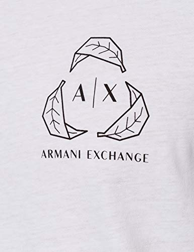 Armani Exchange Organic and Recycled Cotton White T-Shirt Camiseta, Blanco, XS para Hombre