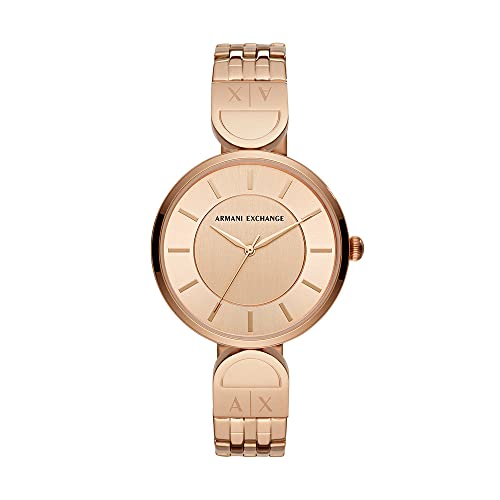 Armani Exchange Reloj para Dama Armani Exchange, Tres Manecillas, Acero Inoxidable, Tamaño de Caja de 38 mm, Oro Rosa