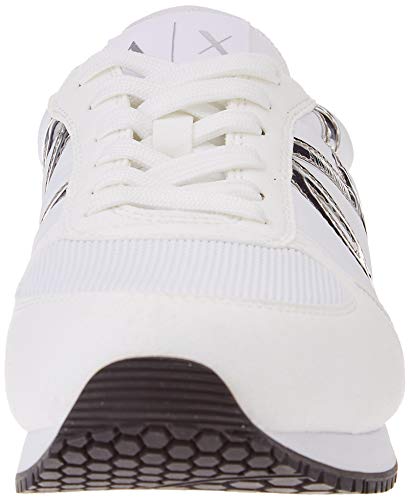 Armani Exchange Rio Retro Running, Sneaker Mujer, White+Silver, 39 EU