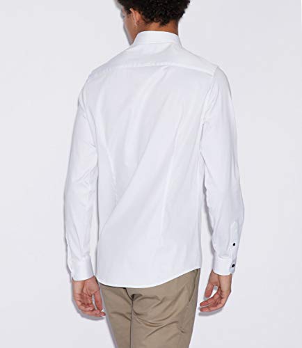 Armani Exchange Smart Stretch Satin Camisa, Blanco (White 1100), 40 (Talla del Fabricante: Small) para Hombre