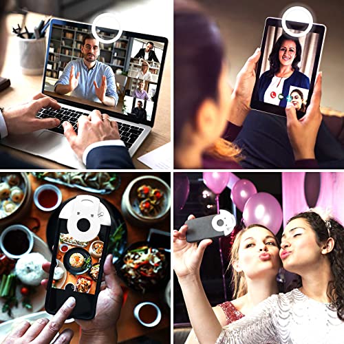 Aro de Luz para Movil TIK TOK [2-Pack] Selfie Ring Light con 28 LED Anillo de Luz Clip USB Recargable con Brillo de 3 Niveles Aro LED Luz para Youtube, Facebook, Live Stream, Zoom, Maquillaje y Fotos