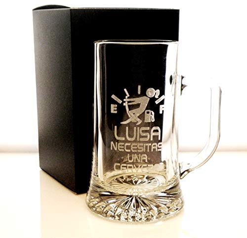 Arte-Deco Jarra DE Cerveza Stern GRABADA Y Personalizada con DISEÑO Nivel Cerveza para Hombre Y Mujer. UN Regalo Original Y Divertido para SORPRENDER A LA Persona Que VA DIRIGIDA