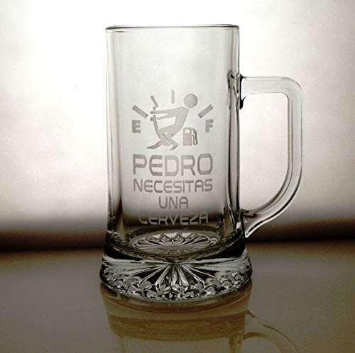 Arte-Deco Jarra DE Cerveza Stern GRABADA Y Personalizada con DISEÑO Nivel Cerveza para Hombre Y Mujer. UN Regalo Original Y Divertido para SORPRENDER A LA Persona Que VA DIRIGIDA