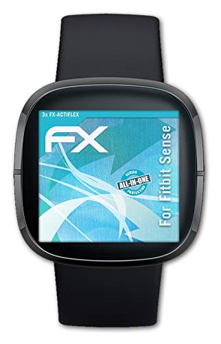 atFoliX Película Protectora Compatible con Fitbit Sense Protector Película, Ultra Claro y Flexible FX Lámina Protectora de Pantalla (3X)