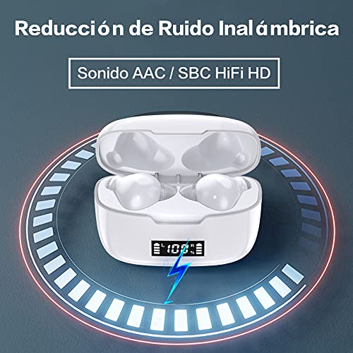 Auriculares Inalámbricos, Auriculares Bluetooth Cancelación de Ruido, Cascos inalambricos Bluetooth Impermeables, Auriculares de Incorporado HD Micrófono, Reproducción de 30H Control Tactil