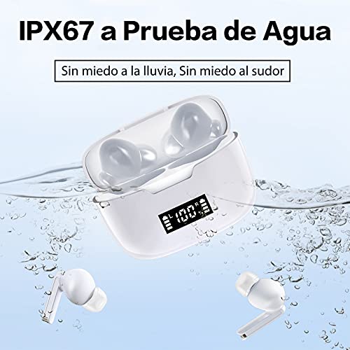 Auriculares Inalámbricos, Auriculares Bluetooth Cancelación de Ruido, Cascos inalambricos Bluetooth Impermeables, Auriculares de Incorporado HD Micrófono, Reproducción de 30H Control Tactil