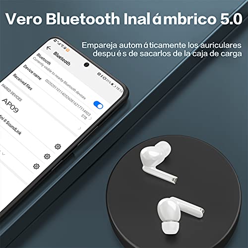 Auriculares Inalámbricos, Auriculares Bluetooth Cancelación de Ruido, Cascos inalambricos Bluetooth Impermeables, Auriculares de Incorporado HD Micrófono, Reproducción de 30H Control Tactil