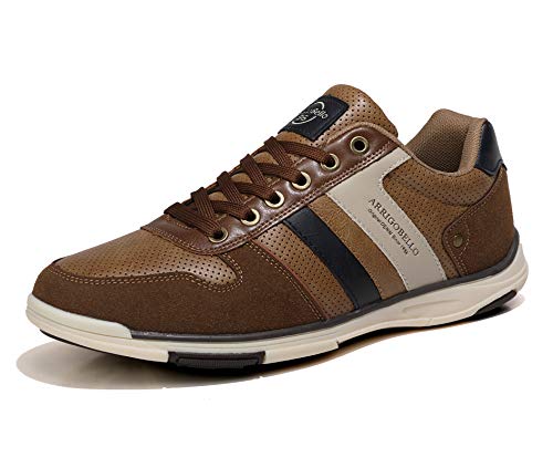 AX BOXING Zapatillas Hombres Aire Libre Deportivo Sneakers Cómodo Elegante Casual Zapatos Tamaño 41-46 (Marrón-1352, Numeric_41)