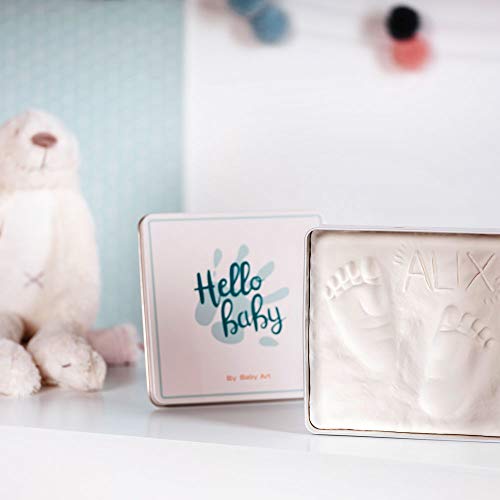 Baby Art Magic Box Plaza Set de decoración de huellas de bebé en arcilla blanca, Regalos para bebés y recién nacidos, Recuerdo memorable de huellas de mano y pie, Essential