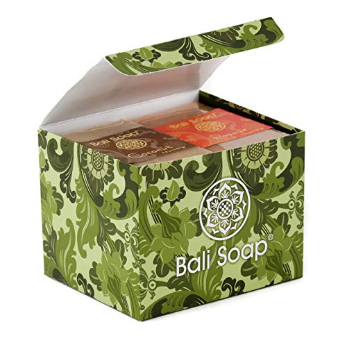 Bali Soap - Juego de regalo de barra de jabón natural, jabón facial o corporal, paquete de 6 jabones variados (coco, papaya, vainilla, limoncillo, jazmín, ylang-ylang) 3,5 oz cada uno