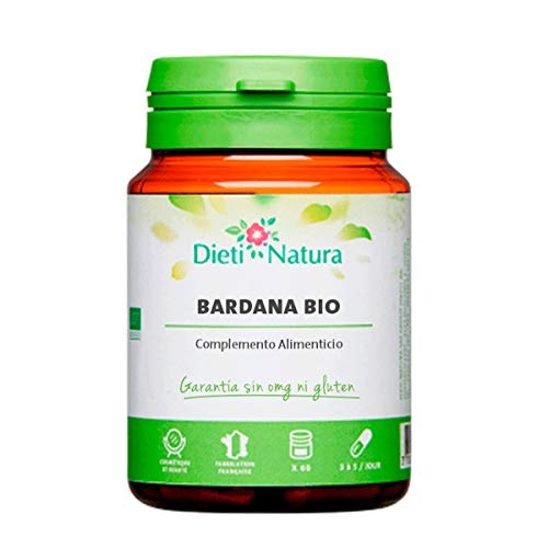 Bardana Bio 200 cápsulas de Dieti Natura. Aliado de las pieles grasas y con problemas [Fabricado en Francia][Certificado ecológico FR-BIO-01][Garantía Sin OGM ni Gluten] (Bote de 200 cápsulas)