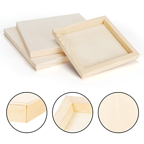 Belle Vous Lienzos para Pintar de Madera Sin Acabado (Pack de 6) Lienzos Pequeños, Medianos y Grandes - Tableros de Madera de Tilo para Medios Mixtos, Vertidos, Manualidades, Encáustica