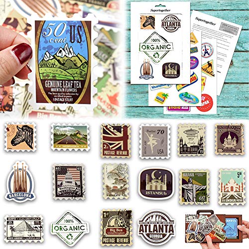 BETOY Etiquetas de Viaje Vintage Pegatinas de Equipaje 50 Pcs Sticker Pack Arquitectura Retro para Equipaje Macbook Motocicleta Bicicleta Escritorio de Pared - (Color)