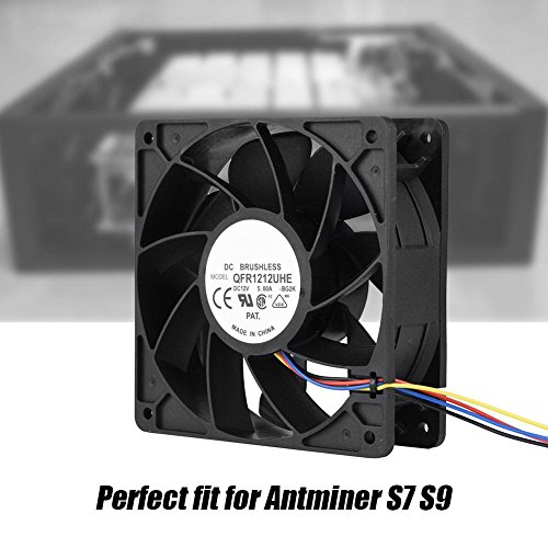 Bewinner DC 12V 5.0A 7500RPM 4 Pines Ventilador de Refrigeración para el Antminer S7 S9, Tecnología de Moldeo por Inyección,Alta Precisión Rodamientos de Bolas Dobles,Ventilador de Enfriamiento