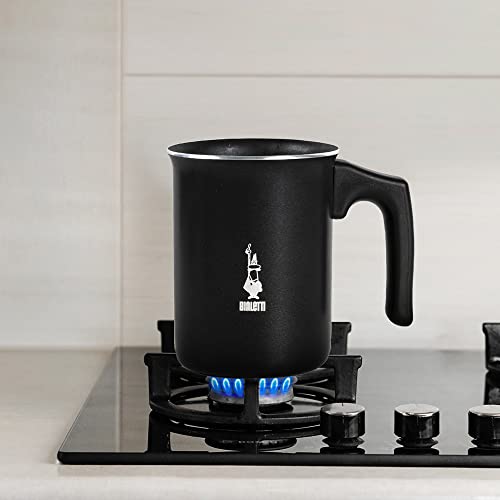 Bialetti Tutto Crema Schiumalatte (Con Colino Doppio per Una Schiuma Robusta), 3 Tazze, Nero, Alluminio, Nero, 3 Tazze