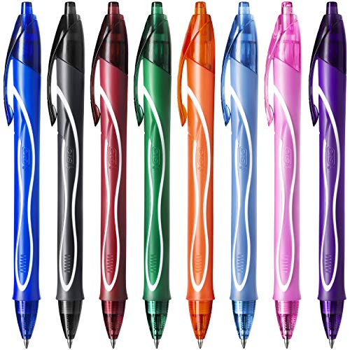 BIC Gel-ocity Quick Dry Bolígrafos de Gel de punta media (0,7mm) - Colores Surtidos, Blíster de 8 Unidades – Bolígrafo retráctil con tinta de secado ultrarrápido