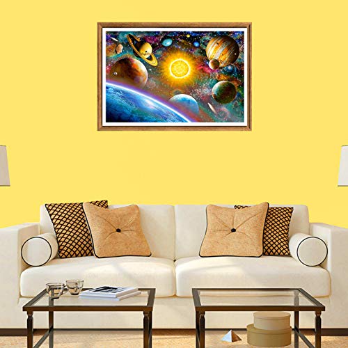 Bimkole 5d Diamond Painting Kit Bricolaje Arte Sol Cielo Estrellado, Universo Planeta Tierra Pintura Diamantes Kits Estampados De Punto De Cruz Diamantes de Imitación Decoración de Pared, (30x40 cm)